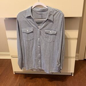 Croft & Barrow Navy and White Striped Shirt